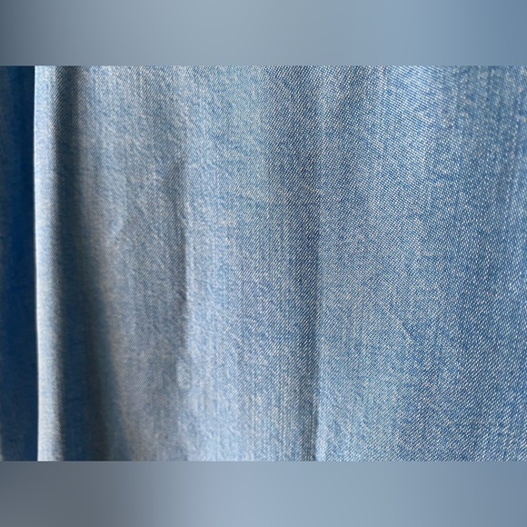 Blue chambray minidress with ruffle hem - Picture 9 of 14